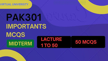 PAK301 Midterm Important MCQs | Lectures 1 to 15 | Solved MCQs with Answers  | VU Midterm Prep 2025