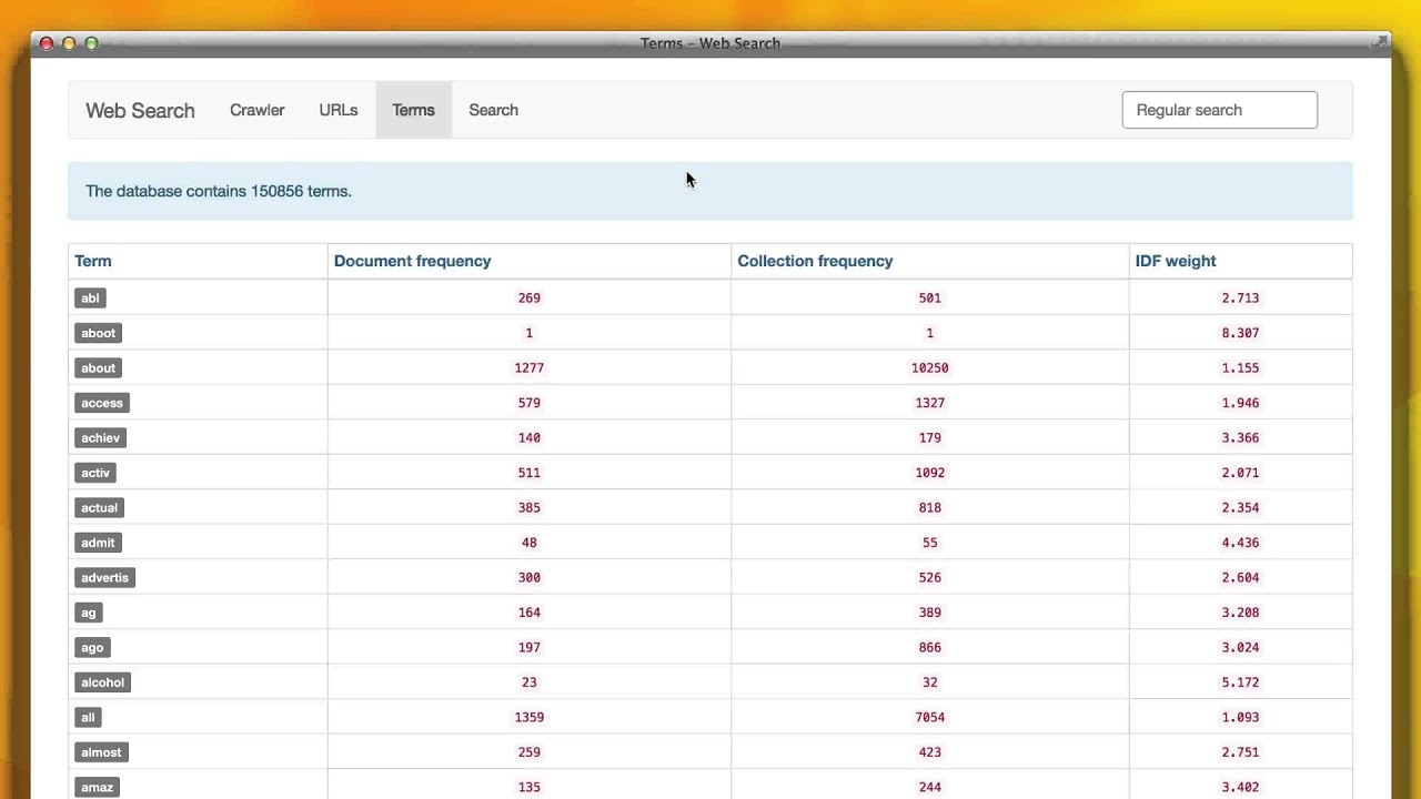 Search Engine with Relative Weight for Query Words - Web Search