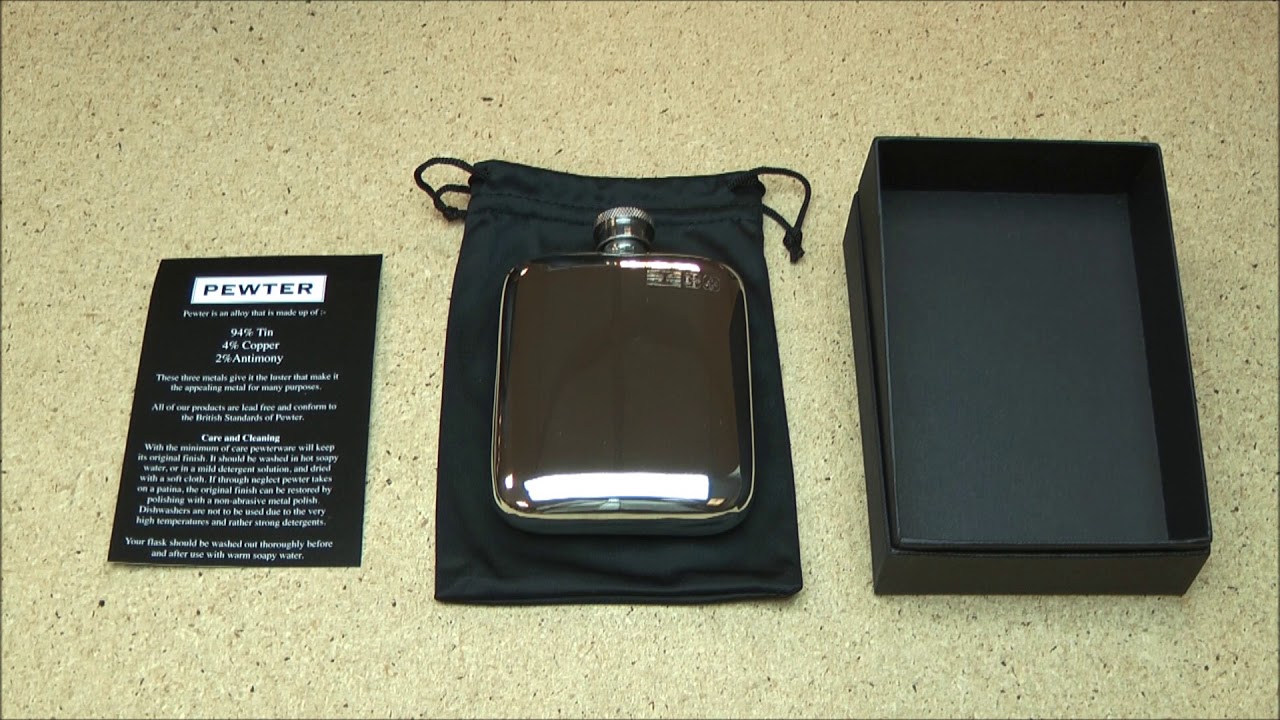4oz Plain Pewter Cushion Hip Flask @ The Pocket Hip Flask Co