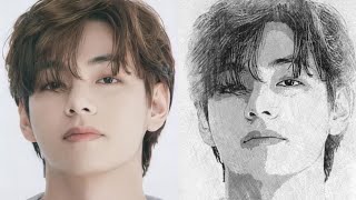 simple draw Kim Taehyung (BTS V member) for beginners #btsv #kimtaehyung #draw #art #tutorial