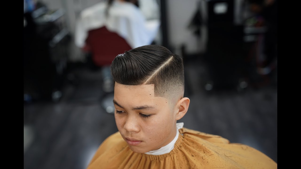 Comb Over Mid Fade Hair Cut Barber Tutorial