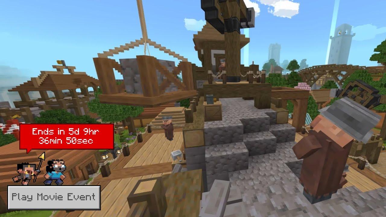 1 Hour Peaceful Walking Tour of the Minecraft Movie Live Event Midport Village Server Map