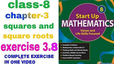 8th class chapter -3 square and square roots Exercise 3.8 start up mathematics