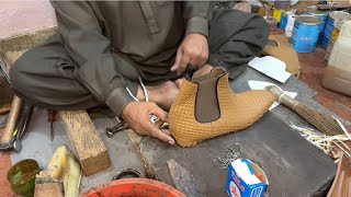 Making HANDMADE Woven Leather Chelsea Boots From START to FINISH Hand Dyed & Stitching PART 2 of 3