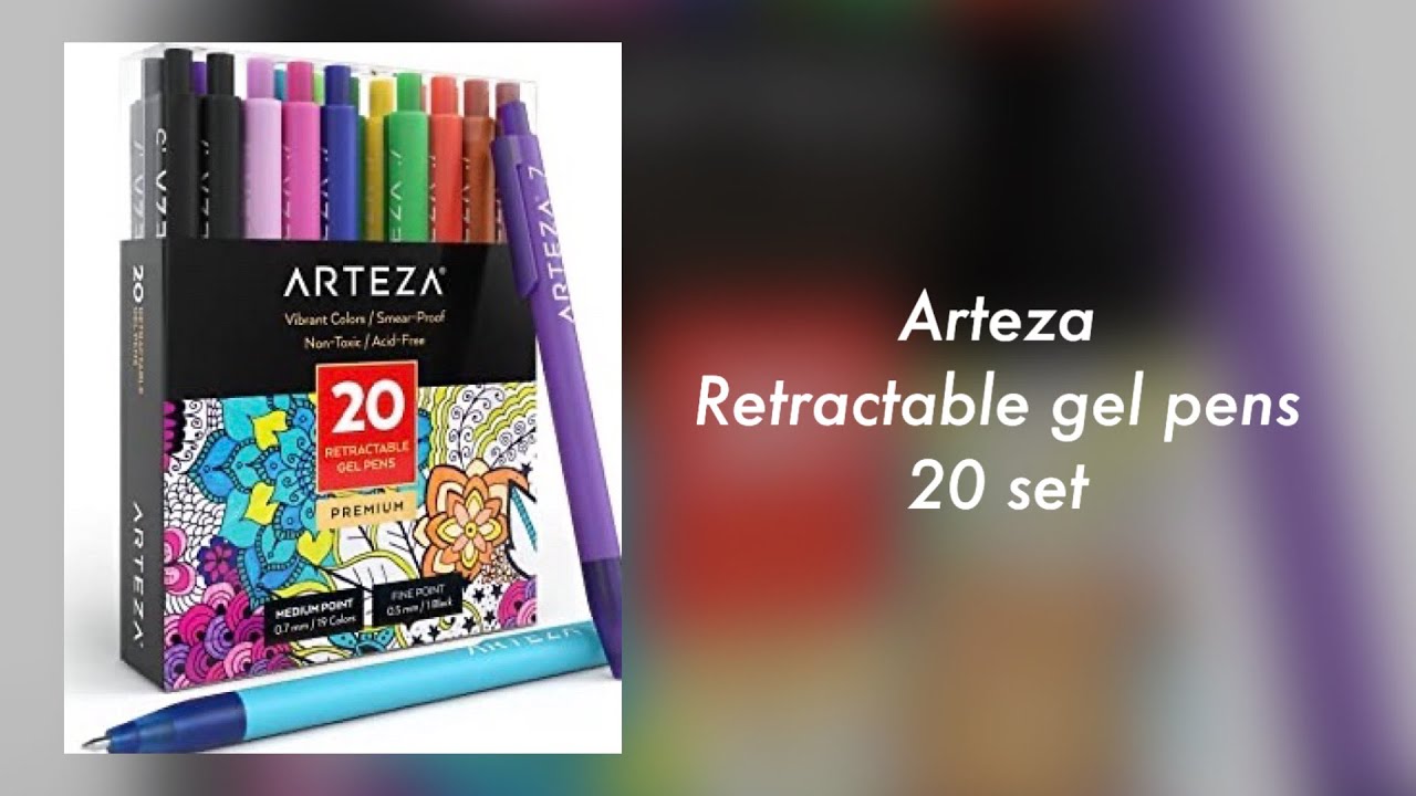 ARTEZA RETRACTABLE GEL PENS 20 set unboxing/color chart + 10