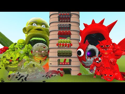 TALLGRASS LITTLE TO BIG ALL LIN GANG MELON FAMILY VS SPRUNKI RADDY PHASES 1 - 10 FAMILY in Gmod !!