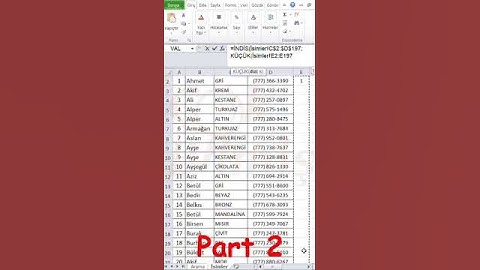#Excel Tlf Rehberi İçinde Arama Part 2