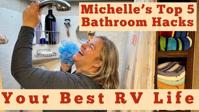 7 Ways to Improve RV Bathroom Storage — Stairs Up - Handle In