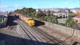 Trains 843 and 925 at Sockburn Road Over bridge 7/7/2015