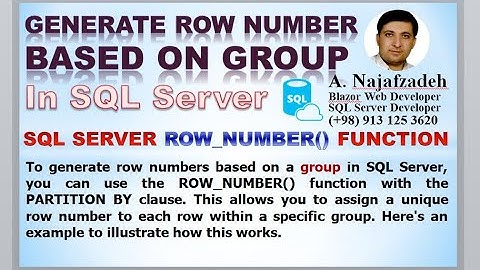 Generate Row Number Based on group In SQL Server
