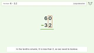Long Subtraction Problem 6-3.2: Step-by-Step Video Solution