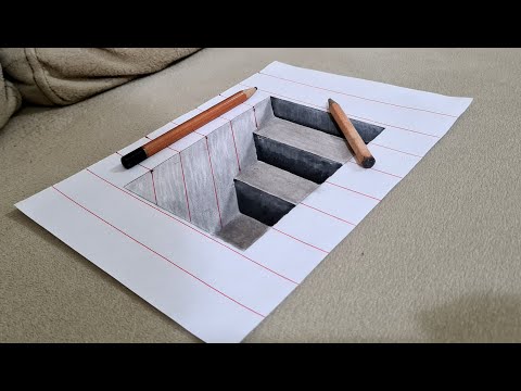 easy 3d drawing on paper stairs 3डी चित्र 3 boyutlu çizimler