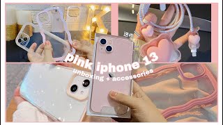 iphone 13 pink 128 gb (dual sim) unboxing + accessories + cute wallpaper || aesthetic ✨