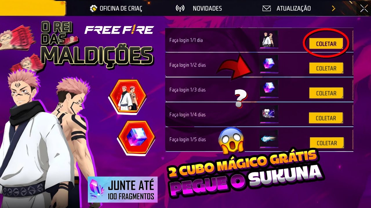 URGENTE!! CUBO MÁGICO PARA TODOS? PEGUE O SUKUNA, LOJA MISTERIOSA E FIM DO MARTELO - FREE FIRE 