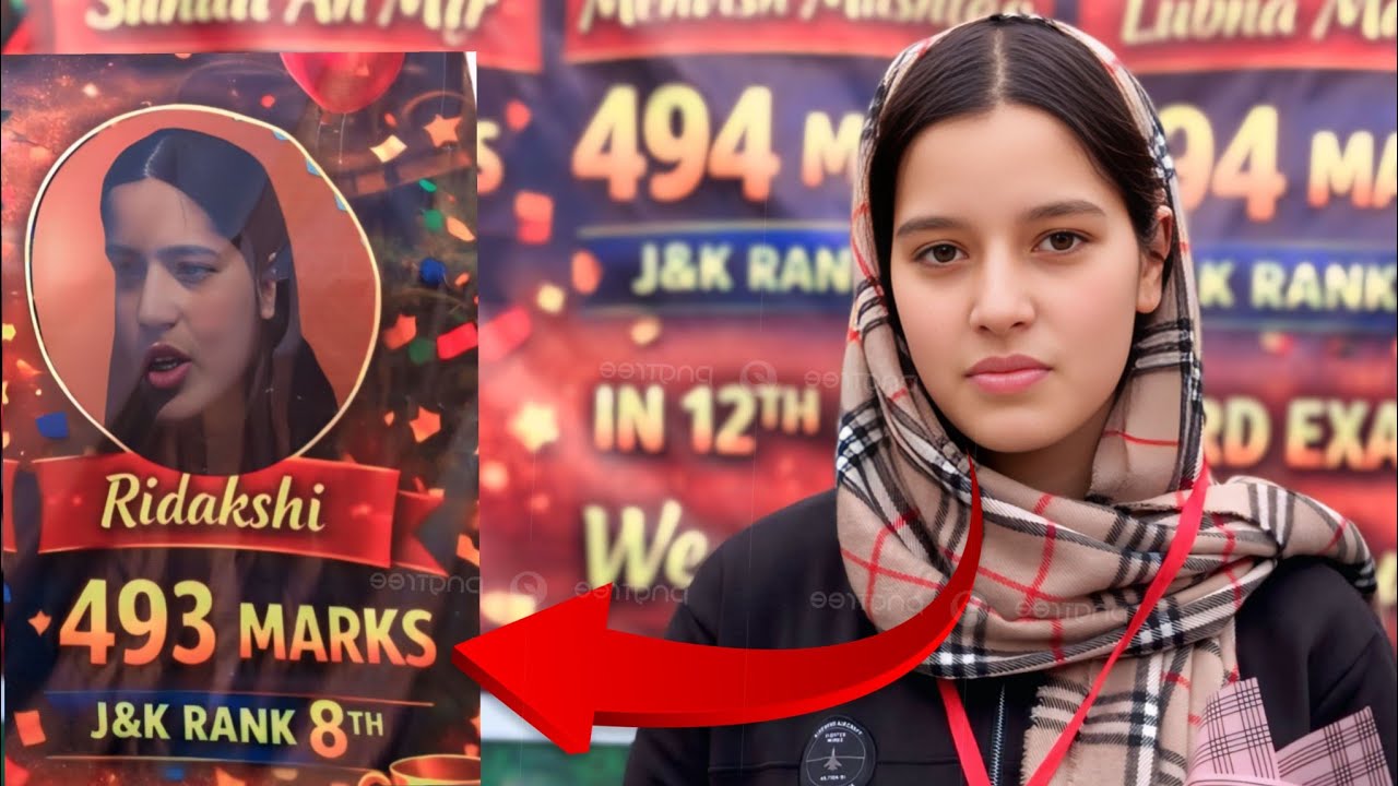 Kashmiri Pandit Sister Ridakshi  Makes History With 493 Marks Securing 8th Rank Across J&K💞💯