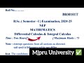 B.Sc Ist Semester Maths Paper 2024–25 |🔥 Mjpru University ✅