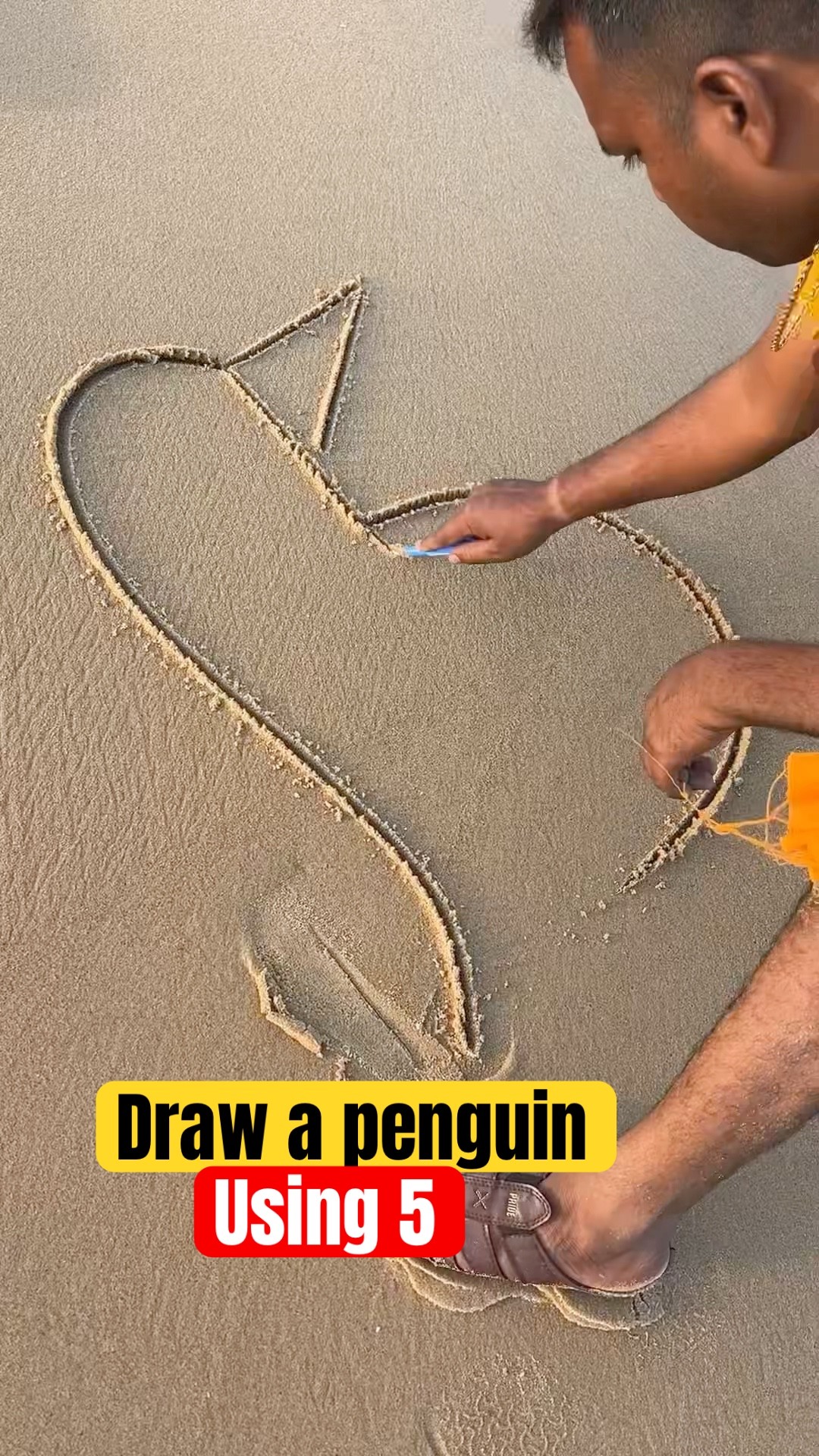 Draw a penguin using number 5 #art #shorts