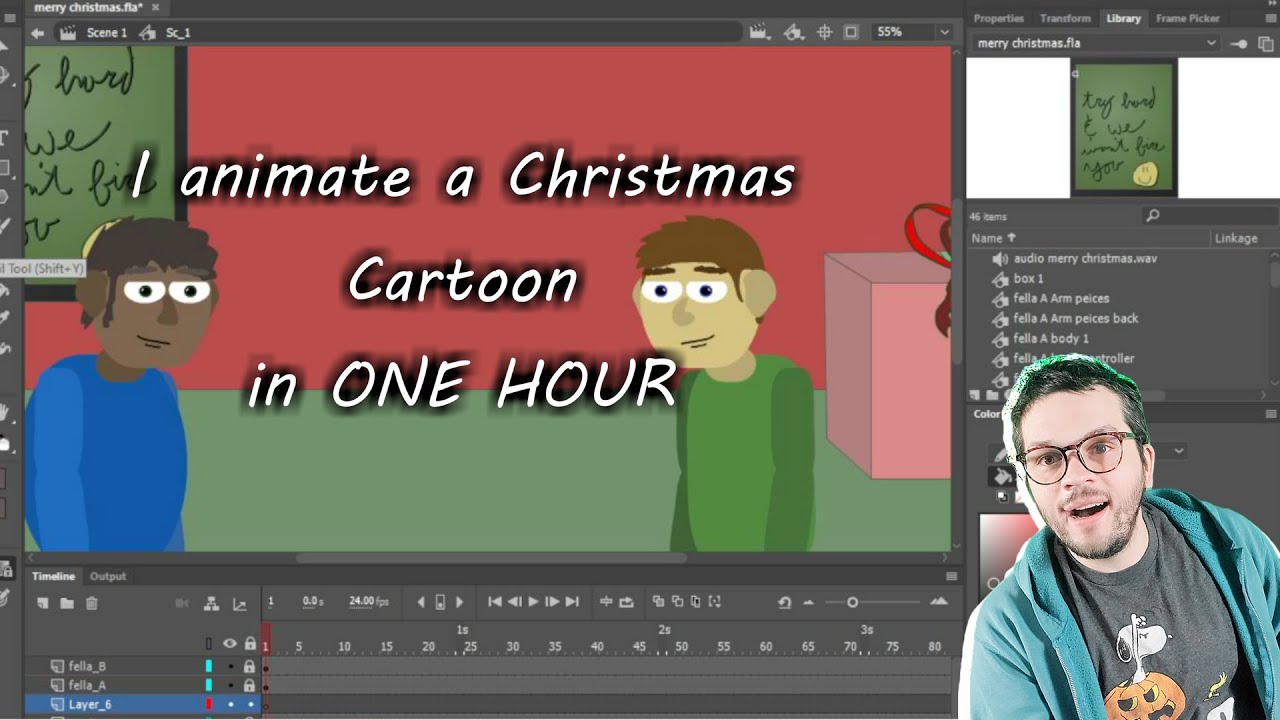 I animate a Christmas Cartoon in ONE HOUR