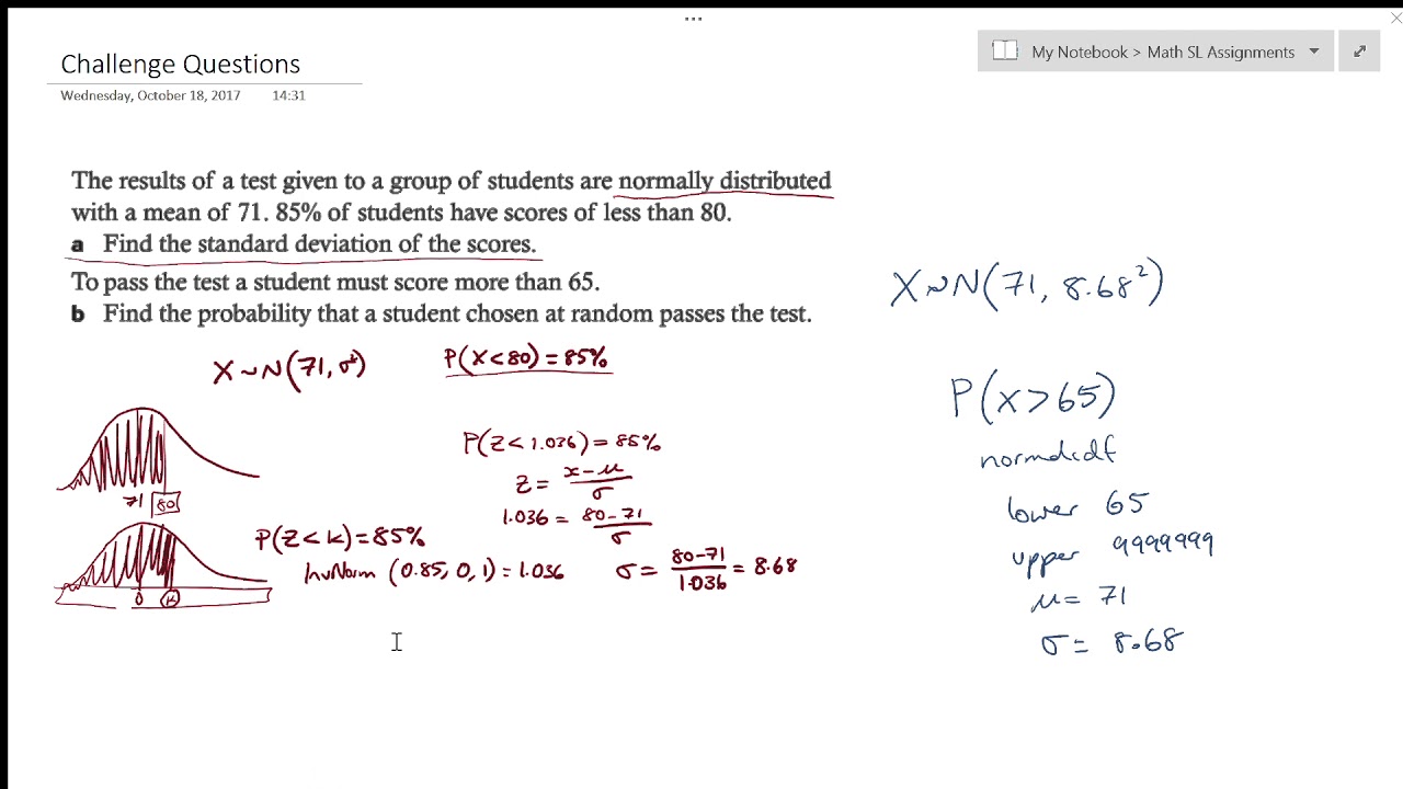 Finding the Standard Deviation for a Normal Distribution (Part 2) - YouTube