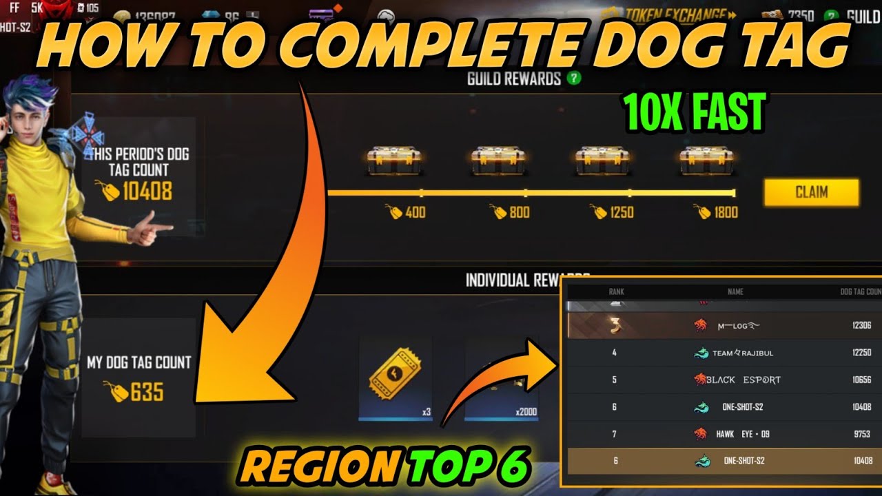 HOW TO COMPLETE 1800 GLORY IN FREE FIRE DOG TAG KAISE BADHAYE NEW