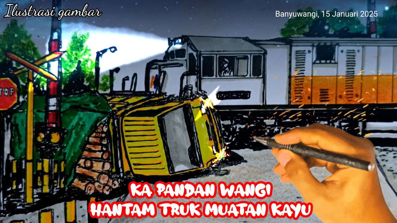 KA PANDANWANGI HANTAM TRUK MUATAN KAYU, BANYUWANGI 15 JANUARI 2025