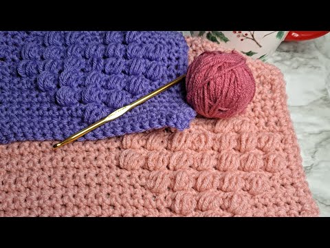 Easy Heart Puff Stitch Crochet Tutorial. #crochet #yarn #RedHeart Super ...