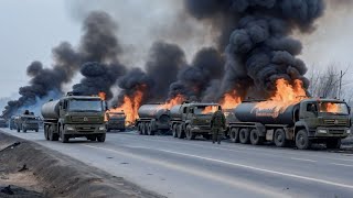 From the top of the hill, Russian army missiles destroyed 340 US fuel trucks heading to Ukraine