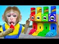 Kiki monkey play colorful pringles potato chips machine  ball pit pool water slidekudo animal kiki