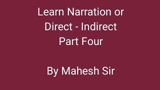 Learn Narration or Direct-Indirect with examples, English Grammar, Tenses, ibps clerk, ibps po,