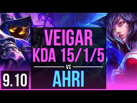 VEIGAR Vs AHRI (MID) | KDA 15/1/5, 71% Winrate, Legendary | Korea Master | V9.10