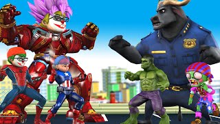 Avenger Team Hero Transform Nick HulkBuster vs Team Zombie Saves City - Scary Teacher 3D Animation