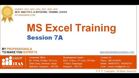 MS Excel Training Session -07A (April 2020, 2PM Batch)