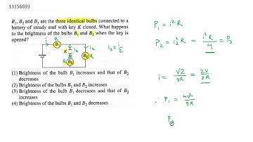 B_(1), B_2 and B_3 are the three identical bulbs connected to a battery of steady emf with key K...