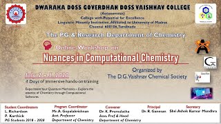 ONLINE WORKSHOP ON NUANCES IN COMPUTATIONAL CHEMISTRY