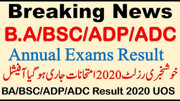 Result Announced 2020 BA/BSC/ADP/ADC/B.COM Annual Exams 2020  Check your Result Official Result UOS
