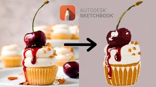 Cherry Cupcake Digital Art | Autodesk Sketchbook | Digital Painting | Speedpaint