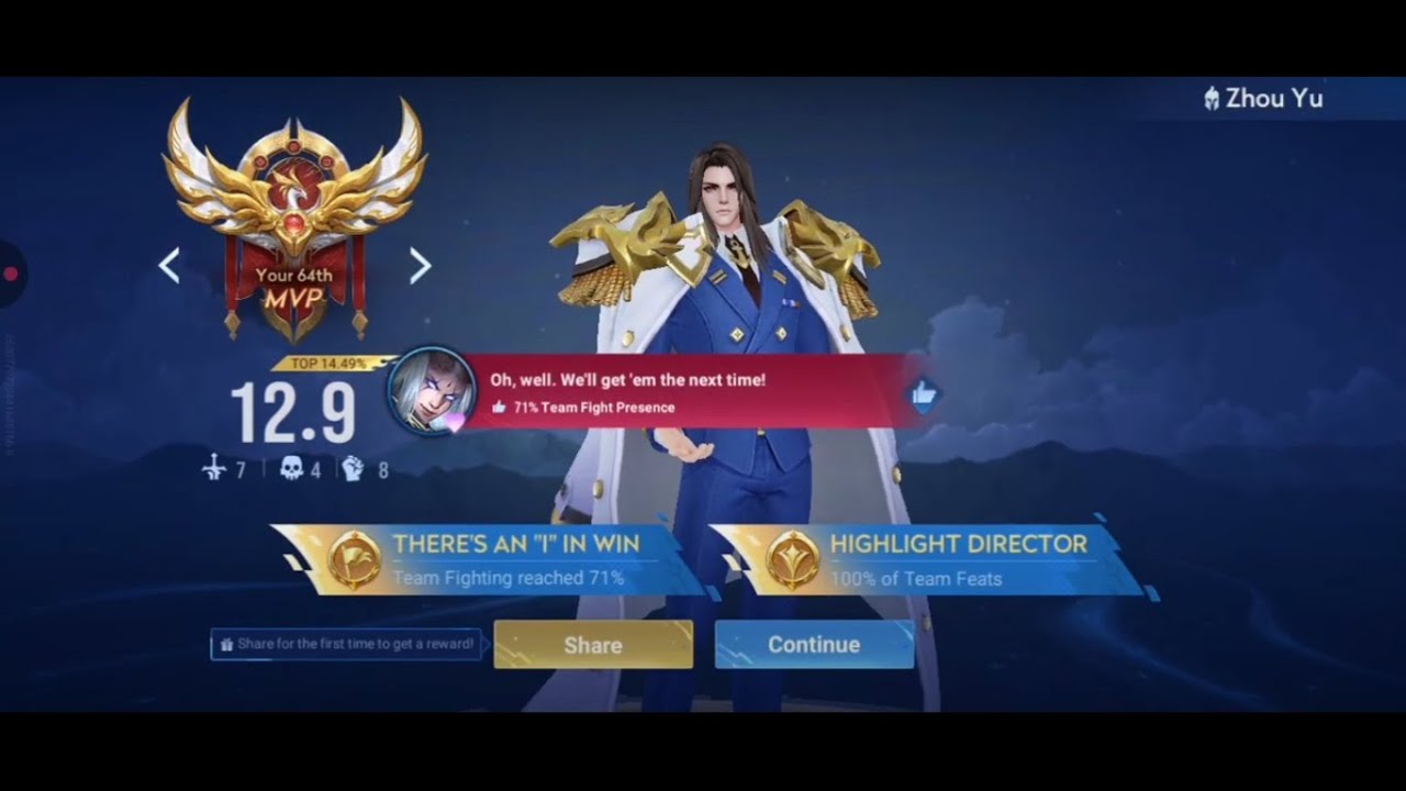 Music + Honor of Kings Ranked Gameplay 6 | Zhou Yu by Navy Admiral skin | KDA 7/4/8 | MVP