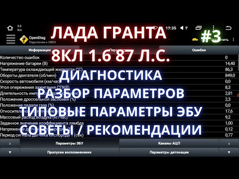 лада гранта - разбор параметров в диагностике по  open diag - часть 3