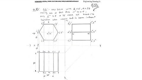 Orthographic Projection of a HEXAGONAL PRISM