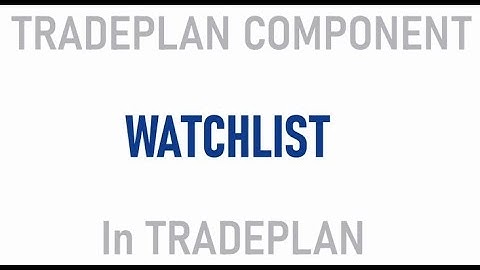 TRADEPLAN: Components: Part 3: WATCHLIST