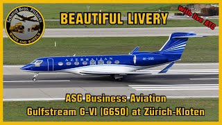 ASG Business Aviation Gulfstream 6 taxiing and take off at Zürich-Kloten (with live ATC)