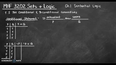 MHF 3202 Sets & Logic // 1.5 The Conditional & Biconditional Connectives
