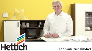 Technology for furniture in living areas with home office: Hettich sliding doors + pull-outs