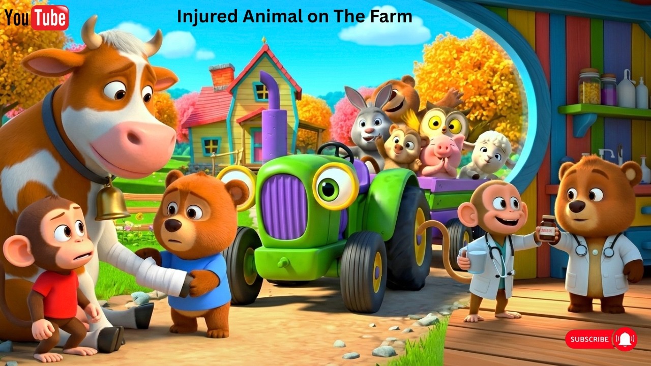 Baby Monkey & Baby Bear Save Injured Animals on Their Farm 😷 🐵🐻 #monkey #rescue #bear #animals