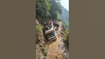 DRAMATIC ELEPHANT ATTACK: Tourist Bus Struck on Cliff Edge | AI-Generated