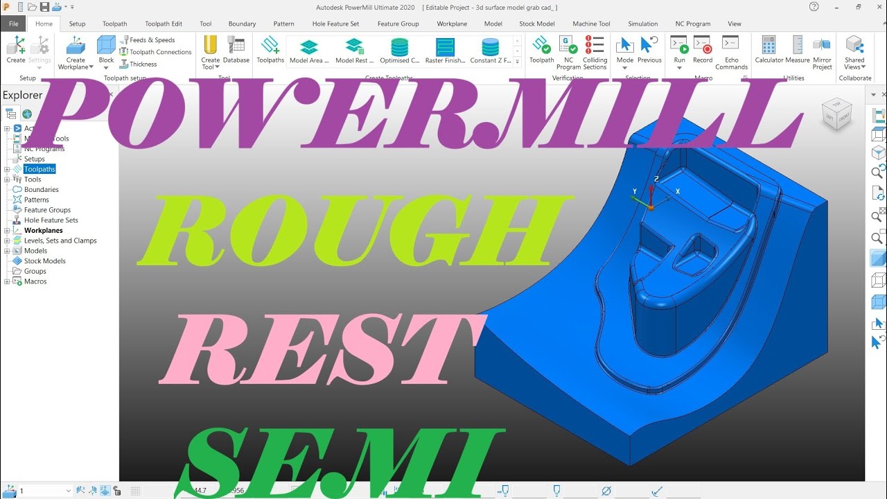 Vmc programming _ Powermill _ Delcam Rough To Finish mould Tutorial 