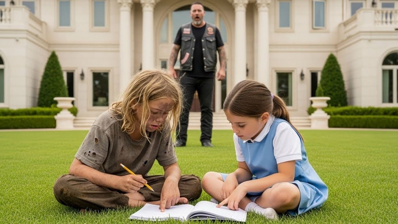 HELLS ANGELS SEES A HOMELESS GIRL TEACHING HIS DAUGHTER - WHAT HE DID NEXT SHOCKED EVERYONE 