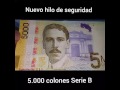 Seguridad del billete de 5 000 colones, serie B.