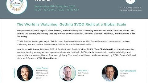 CTAM Europe, BritBox and Testlio: The world is watching: Getting SVOD right at a global scale