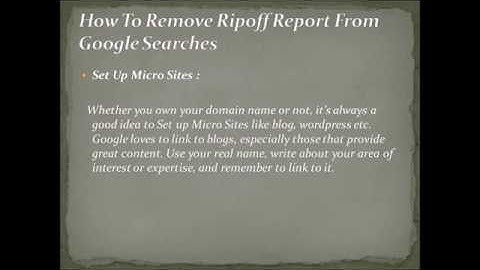 How to Remove Ripoff Report from google Search Results